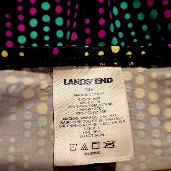 Lands' End girls size 10+ 2 piece racerback top bathing suit Dot design EUC - Picture 4 of 6